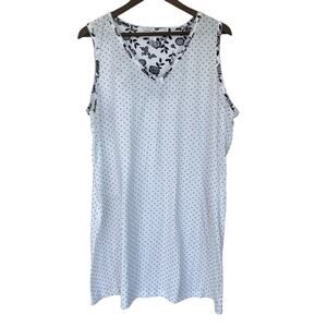 Carole Hochman White with Black Polka Dots Night Gown - Size XL